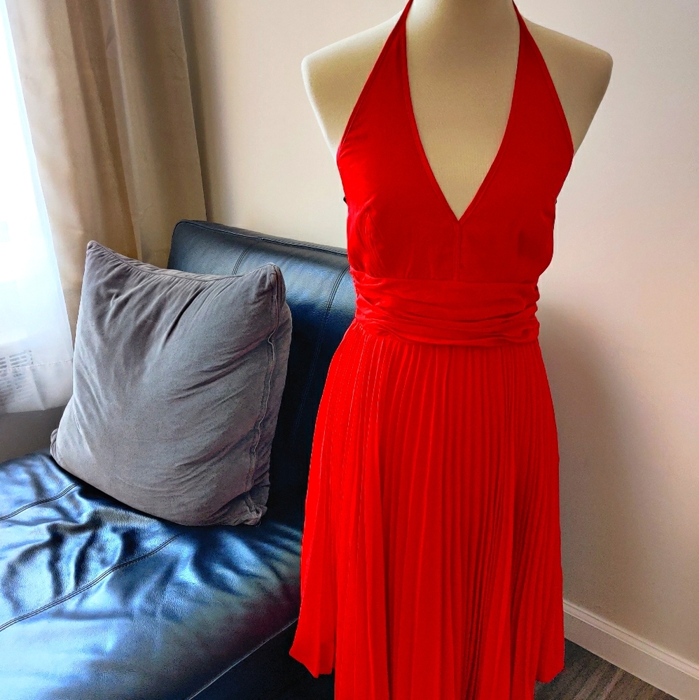 Halter top red dress